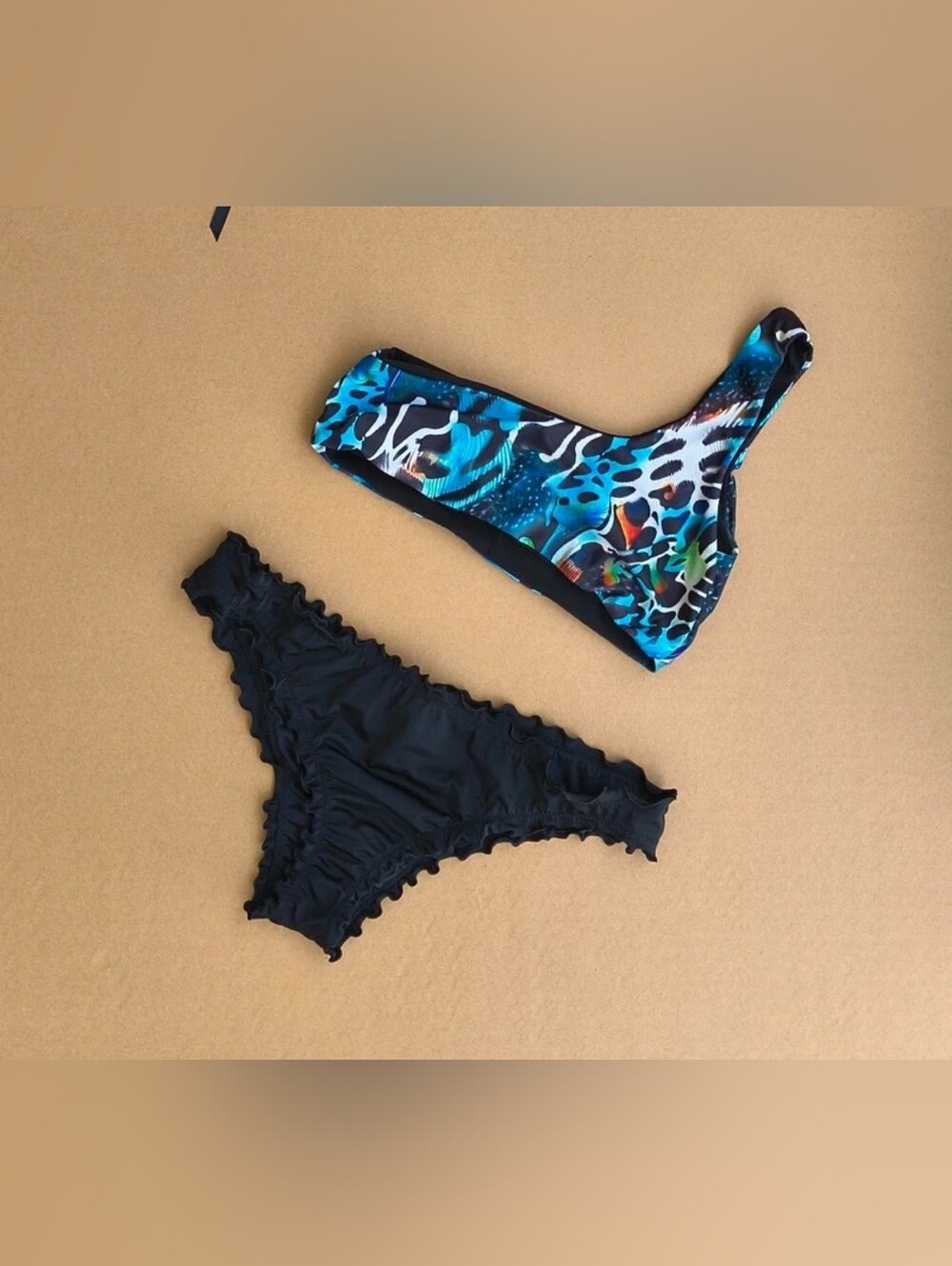 Shade & Shore Blue and Black Snake-Print Tie-Side Bikini - Picture 2 of 2